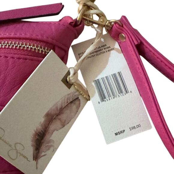 Jessica Simpson Patsy Clutch Crossbody Bag in Pink with Gold Studs, New with Tag - Picture 2 of 12